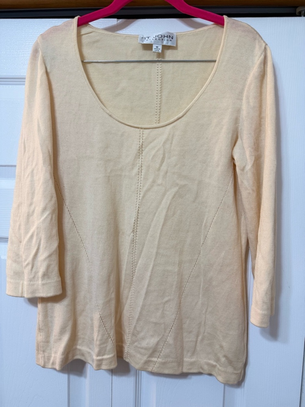 St. John Cream Knit Crewneck Top